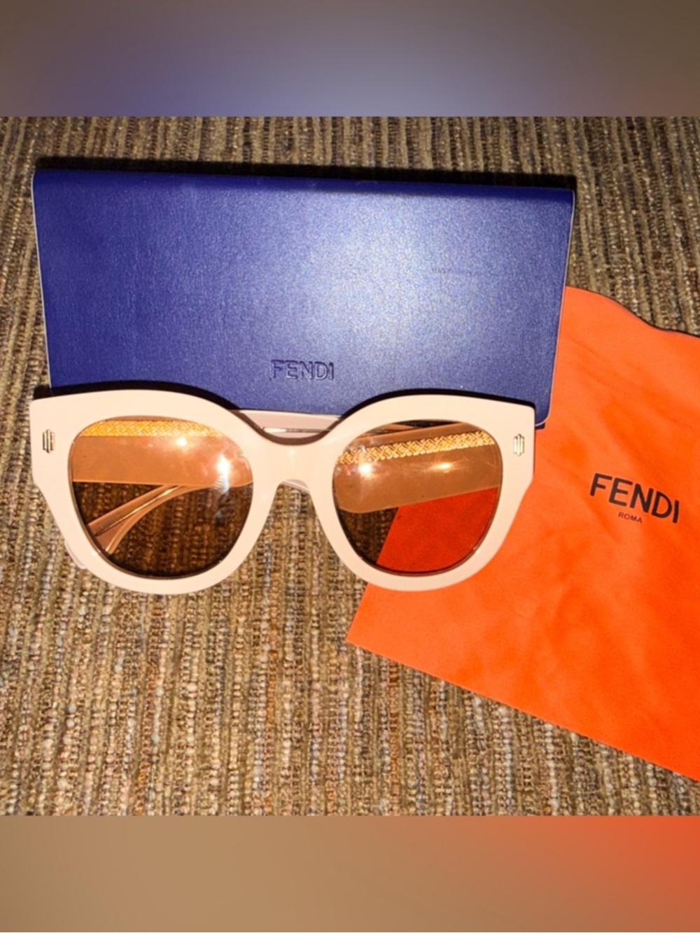 Fendi Women's Pale Pink Cat-Eye Sunglasses with Rose Gold Lenses